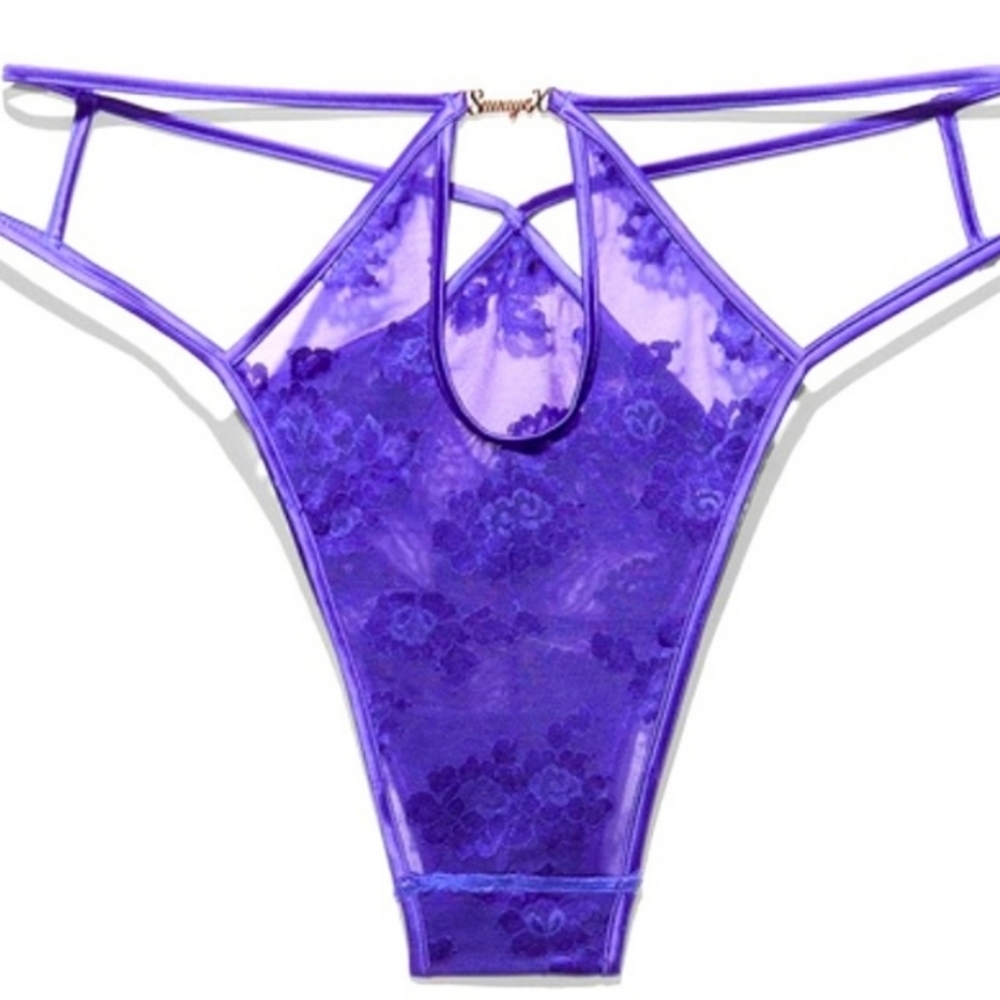 NWT Savage X Fenty “Strap Up Lace” Panty in Taboo Blue (purple) size 3X